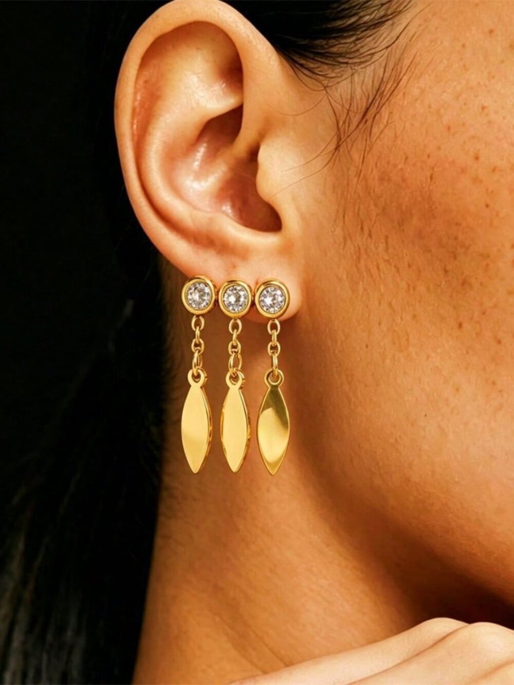 Women's  Sparkling Zirconia Decor Tassel Pendant Earrings
